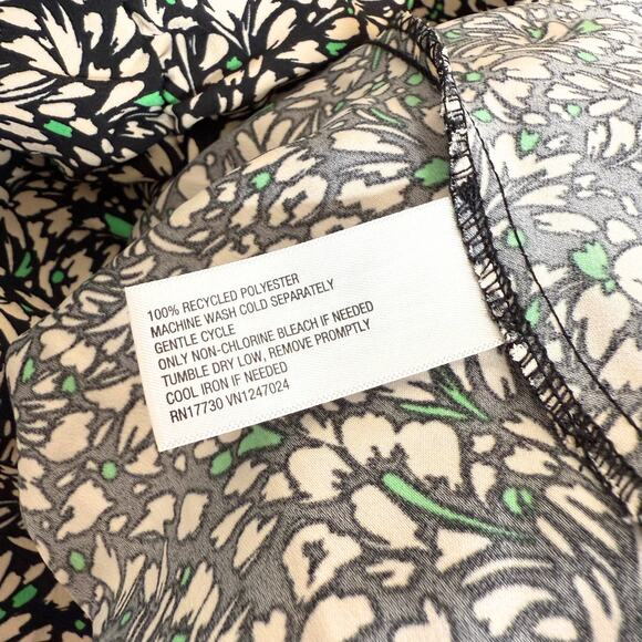 A New Day Floral Short Puff Sleeve Crepe Midi Dress Size XL Black Off-White New - Picture 7 of 9